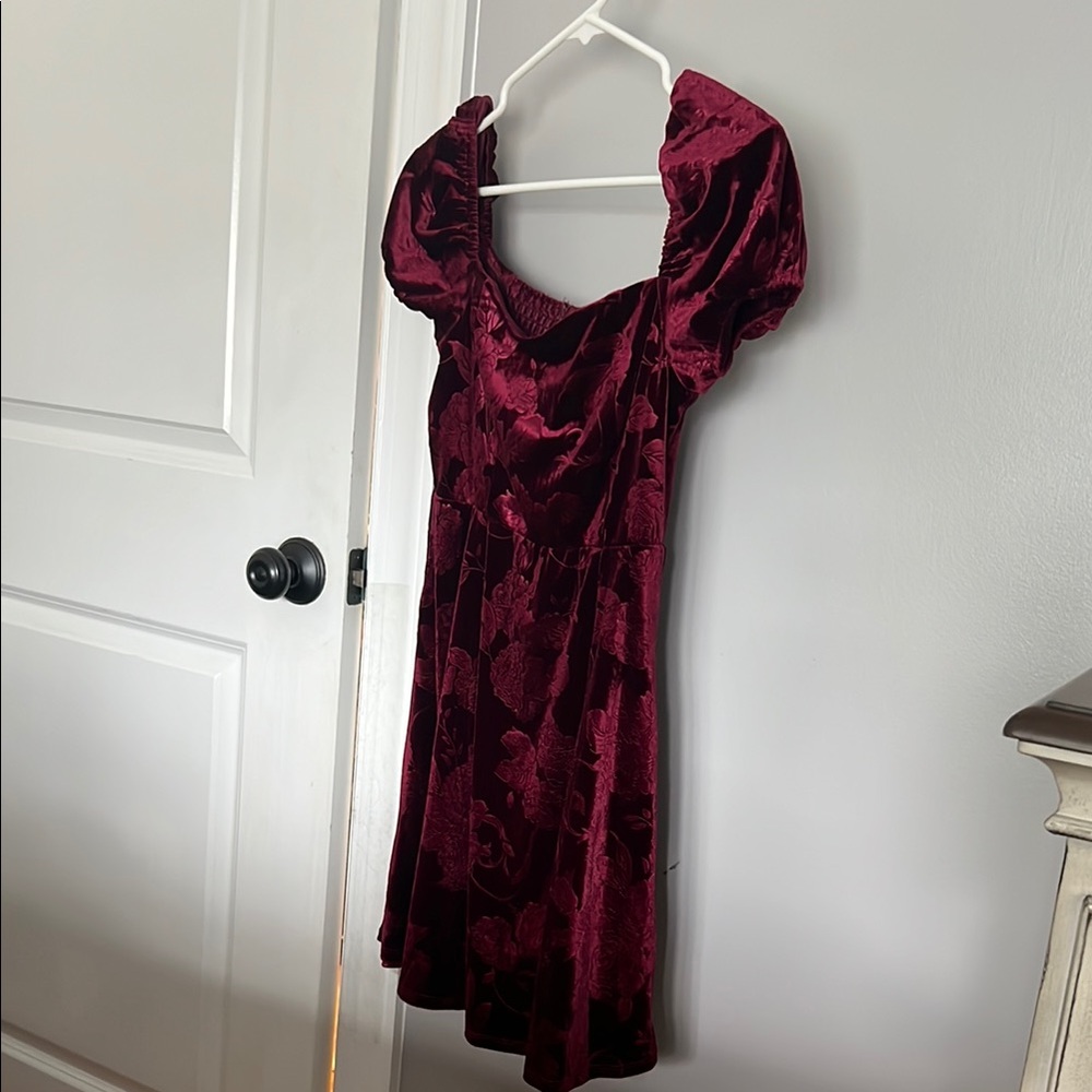 Elegant Burgundy Velvet Dress